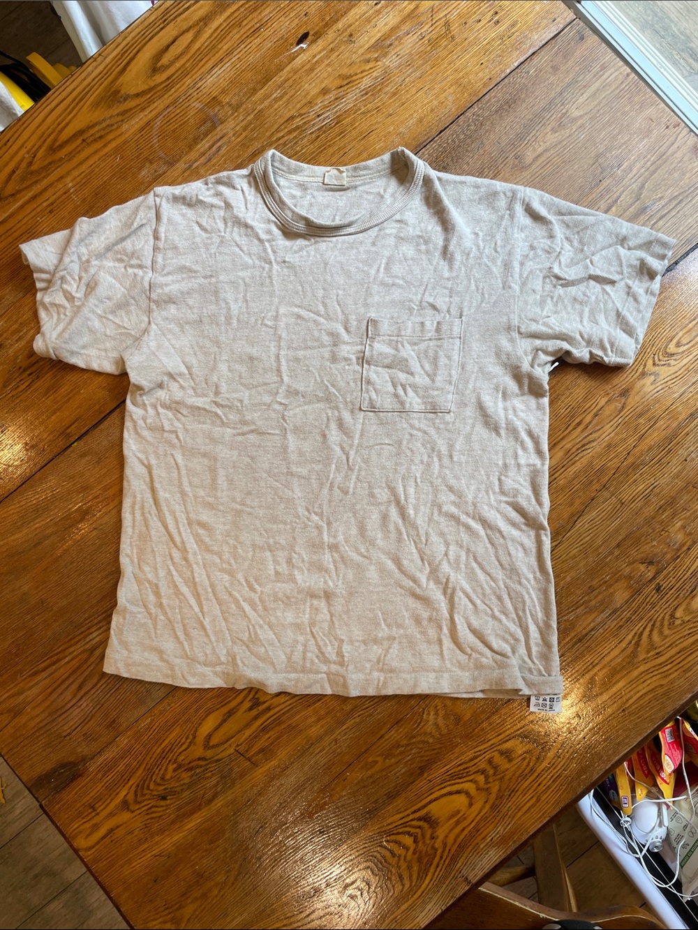 Warehouse 4601 Loopwheel Pocket Tee - Oatmeal